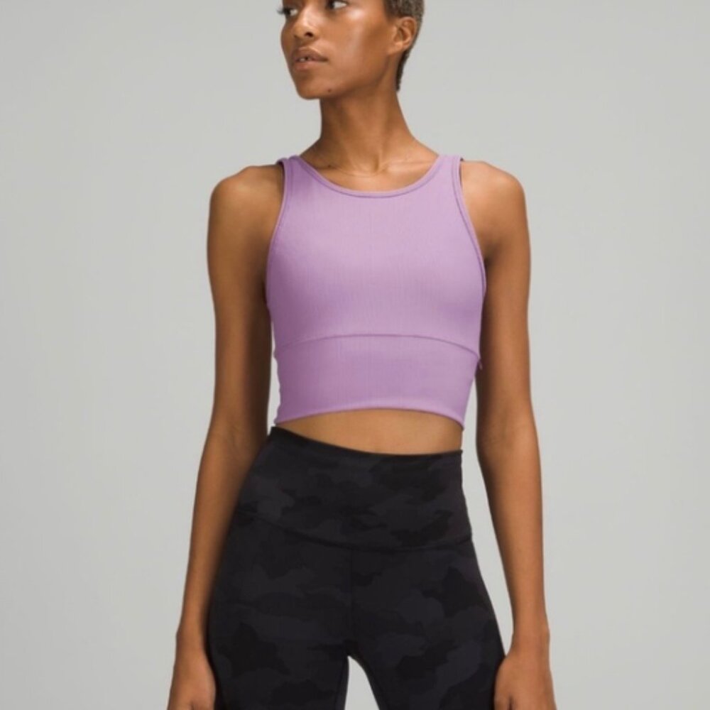Lululemon Lilac Smoke Lavender Purple Ebb to Street Racerback Crop Tank Top 12 - Picture 1 of 6